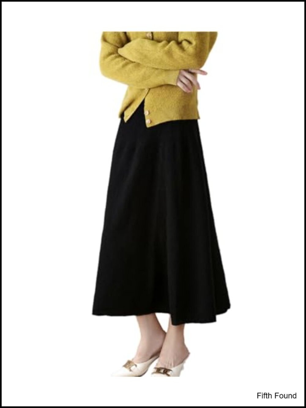 100% Merino Wool Ribbed Knit Long Skirt Ankle Length Warm Winter